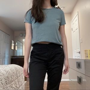 black ankle length relaxed fit cargo pants